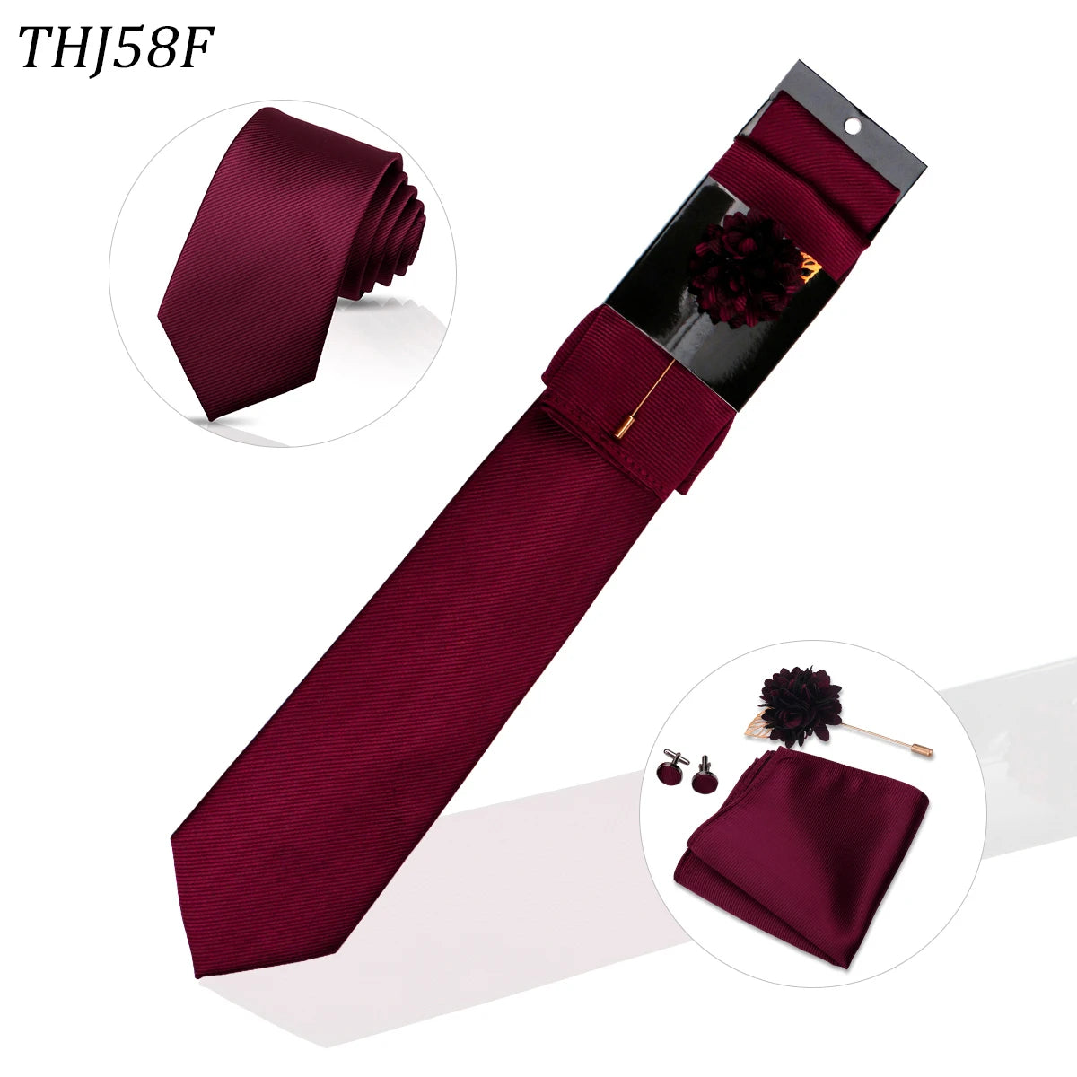 Solid color Ties Set For Men Wedding Gift Neck Tie Set Handkerchief Brooch Cufflinks Men Accessories High Quality Tie