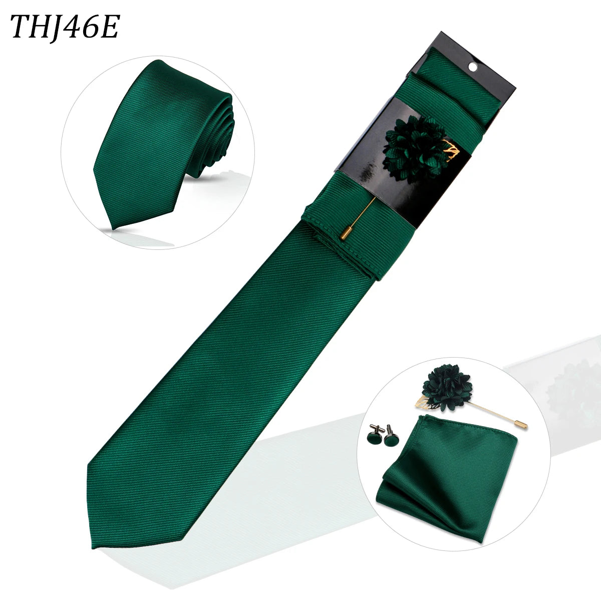 Solid color Ties Set For Men Wedding Gift Neck Tie Set Handkerchief Brooch Cufflinks Men Accessories High Quality Tie