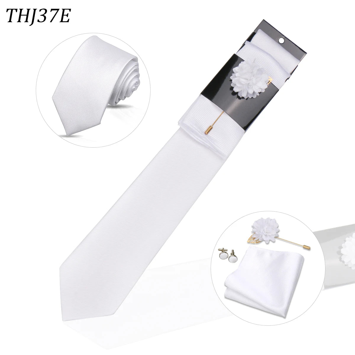 Solid color Ties Set For Men Wedding Gift Neck Tie Set Handkerchief Brooch Cufflinks Men Accessories High Quality Tie