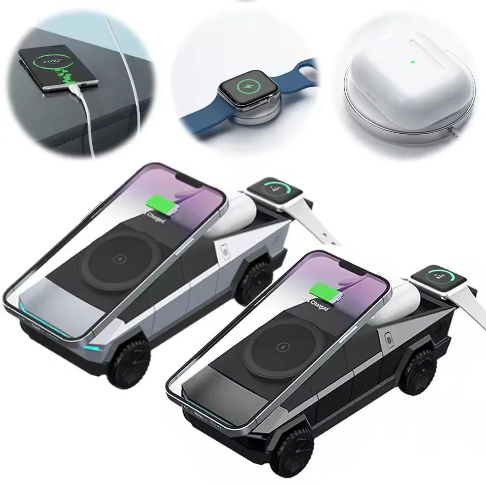Cybertruck Magnetic Wireless Charger 3-in-1 Wireless Charger Magnetic 15W Fast Charging Mobile Charger