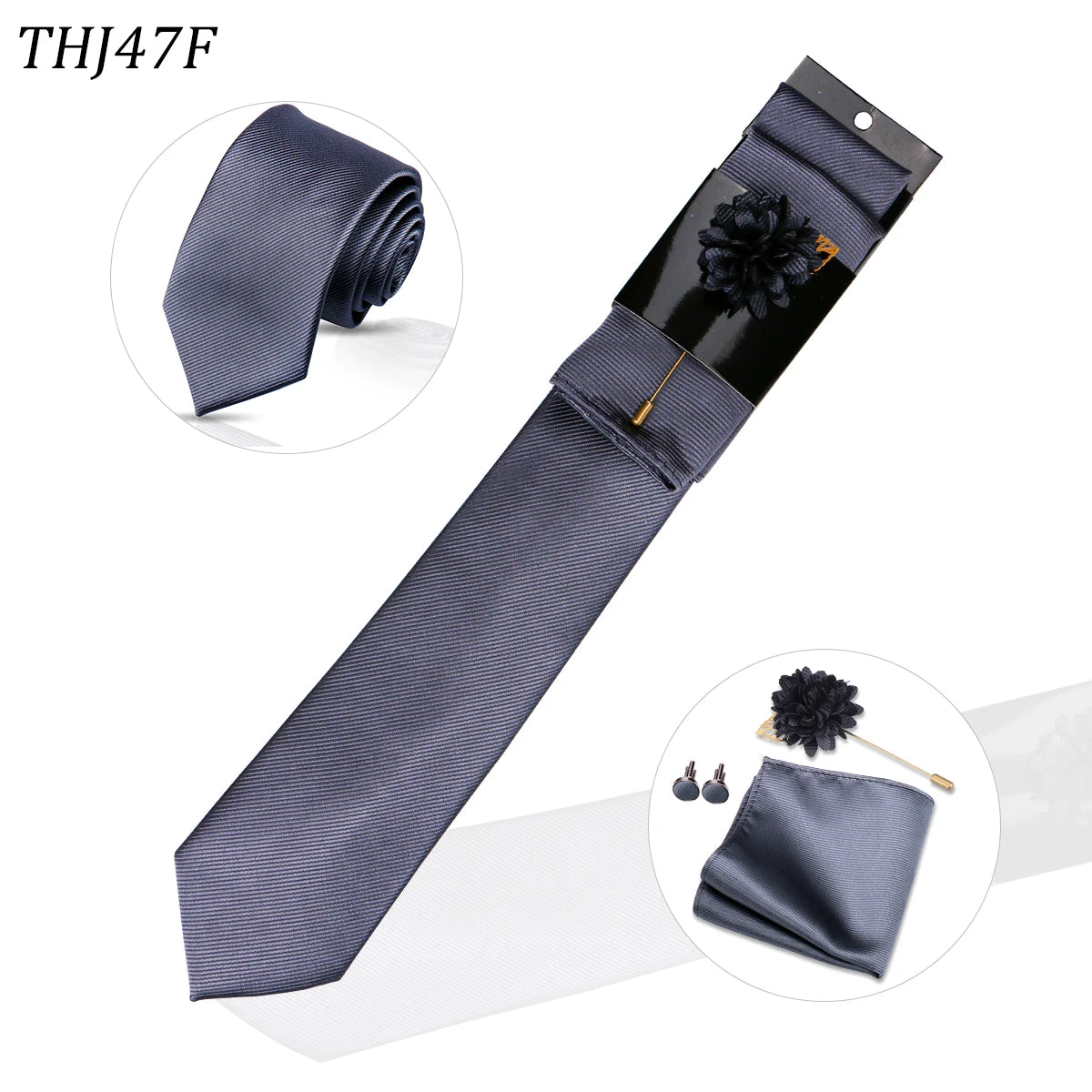 Solid color Ties Set For Men Wedding Gift Neck Tie Set Handkerchief Brooch Cufflinks Men Accessories High Quality Tie