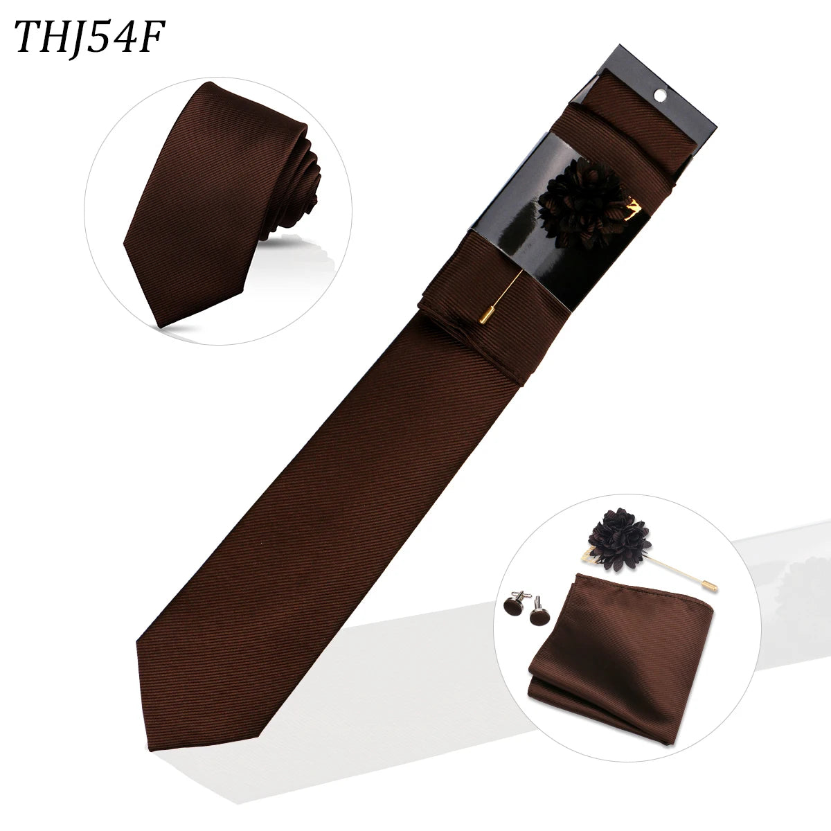 Solid color Ties Set For Men Wedding Gift Neck Tie Set Handkerchief Brooch Cufflinks Men Accessories High Quality Tie