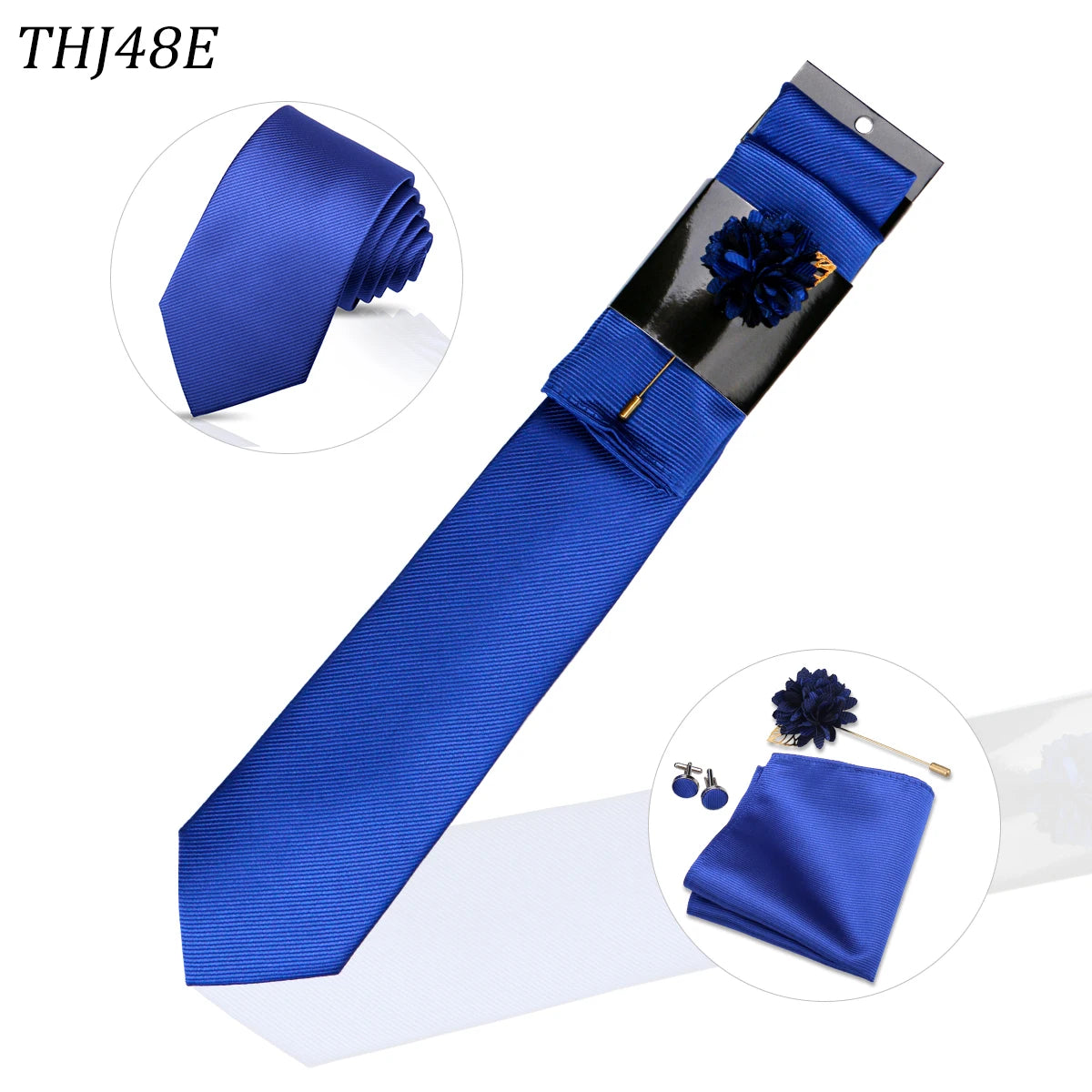Solid color Ties Set For Men Wedding Gift Neck Tie Set Handkerchief Brooch Cufflinks Men Accessories High Quality Tie