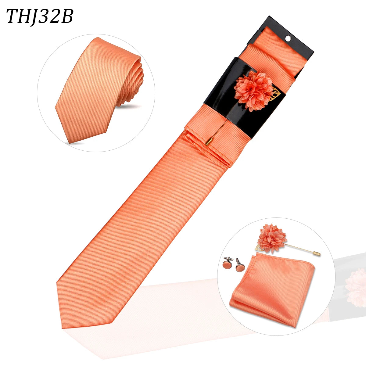 Solid color Ties Set For Men Wedding Gift Neck Tie Set Handkerchief Brooch Cufflinks Men Accessories High Quality Tie
