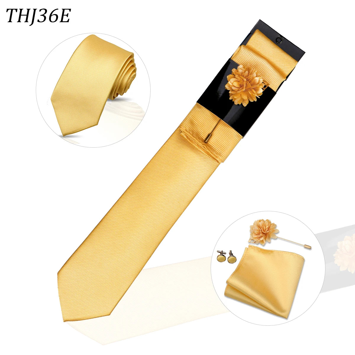 Solid color Ties Set For Men Wedding Gift Neck Tie Set Handkerchief Brooch Cufflinks Men Accessories High Quality Tie