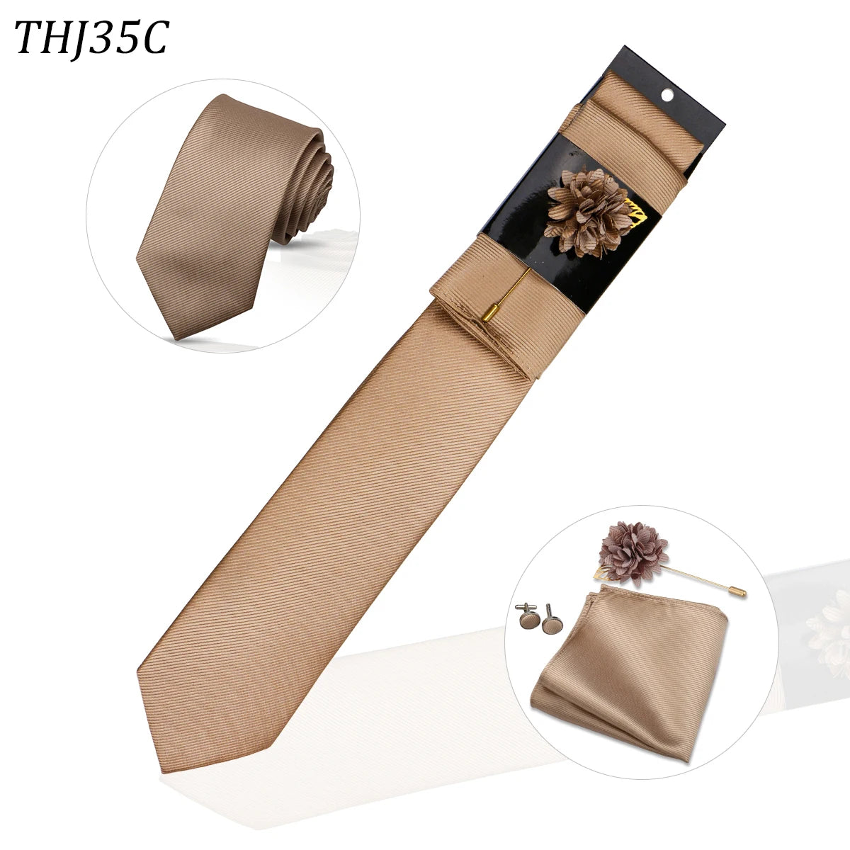 Solid color Ties Set For Men Wedding Gift Neck Tie Set Handkerchief Brooch Cufflinks Men Accessories High Quality Tie