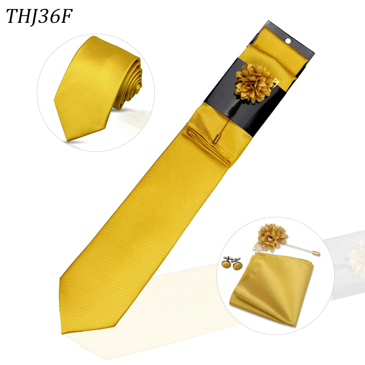 Solid color Ties Set For Men Wedding Gift Neck Tie Set Handkerchief Brooch Cufflinks Men Accessories High Quality Tie