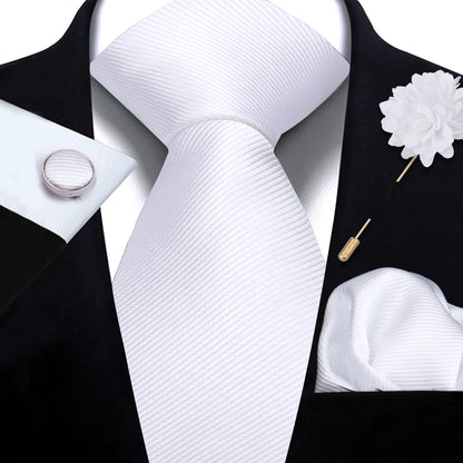 Solid color Ties Set For Men Wedding Gift Neck Tie Set Handkerchief Brooch Cufflinks Men Accessories High Quality Tie