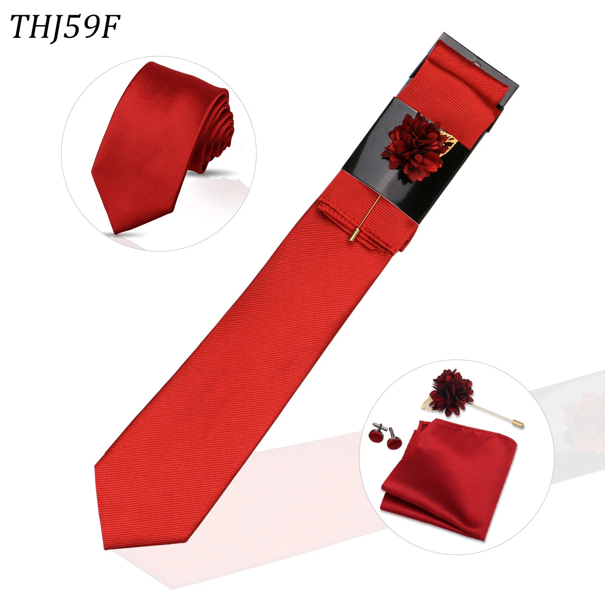 Solid color Ties Set For Men Wedding Gift Neck Tie Set Handkerchief Brooch Cufflinks Men Accessories High Quality Tie