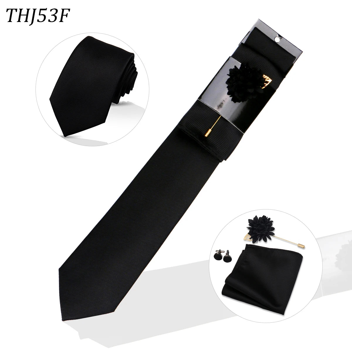 Solid color Ties Set For Men Wedding Gift Neck Tie Set Handkerchief Brooch Cufflinks Men Accessories High Quality Tie
